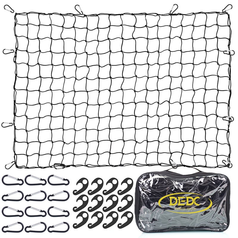 DEDC 4' x 6' Cargo Net for Pickup Truck Bed Stretches to 12' x 18',Universal Heavy Duty Truck Bed Cargo Net for Trailer 4â€x4â€ Latex Bungee Mesh Cargo Net for SUV/Trailer/Ford/Dodge RAM/Chevy/Toyota - Image 1